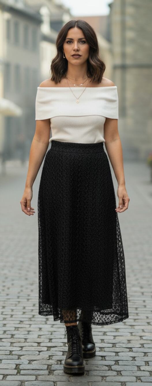 Ashley Blue Women Medium Black Lace Long Maxi Skirt Bohemian Gothic Festival